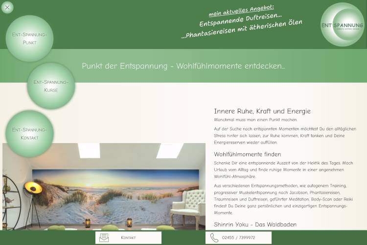 Website Menu www.ent-spannung-punkt.de