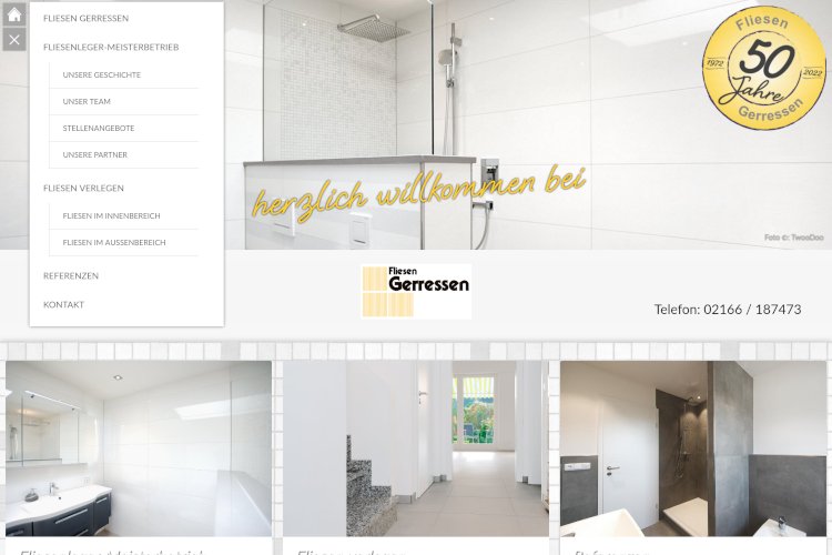Website Menu www.fliesen-gerressen.de