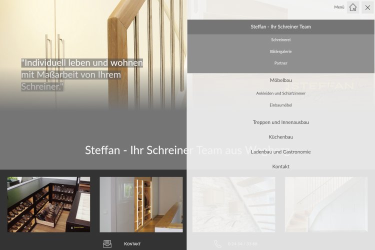 Website Menu www.steffan-schreinerei.de