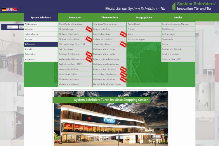 Website Menu www.system-schroeders.de