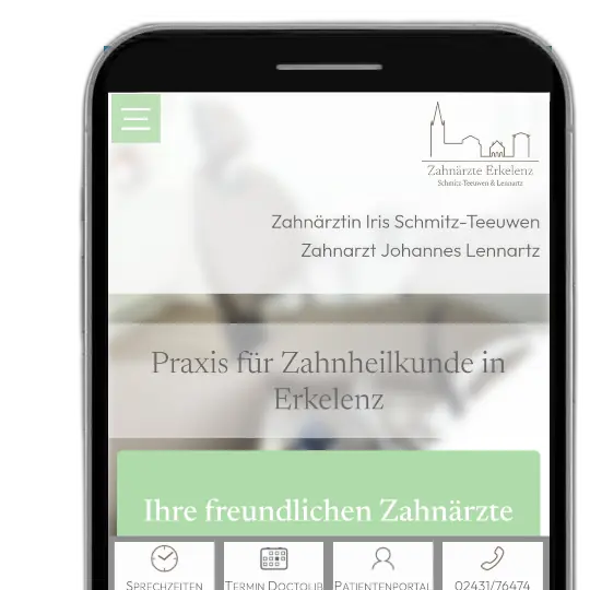 Responsives und vertrauenerweckendes Praxishomepage-Design für Zahnärzte Erkelenz
