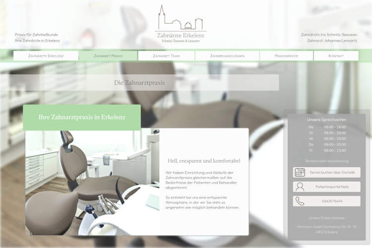 Responsives und vertrauenerweckendes Praxishomepage-Design für Zahnärzte Erkelenz